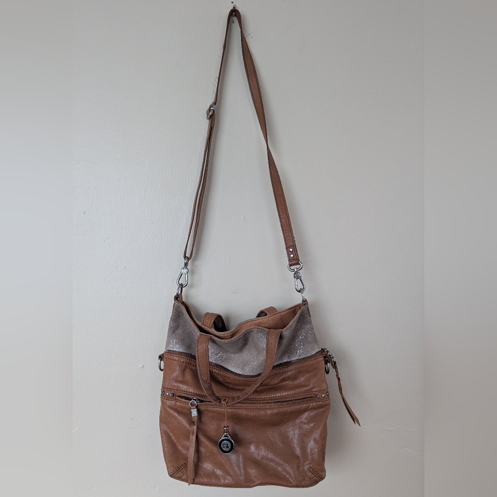 The Sak Brea 6-Way Convertible Leather Crossbody, Brown & Silver Sparkle